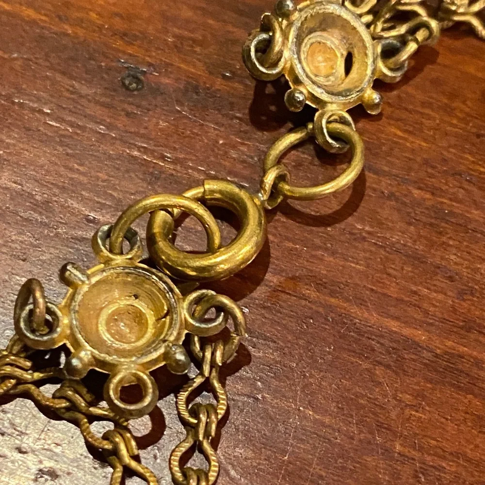 Antique Victorian Etruscan Revival Gold Gilt Filigree Festoon Fringe Necklace - Picture 12 of 13